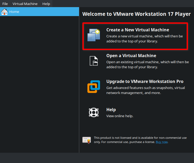 vmware: Create a New Virtual Machine