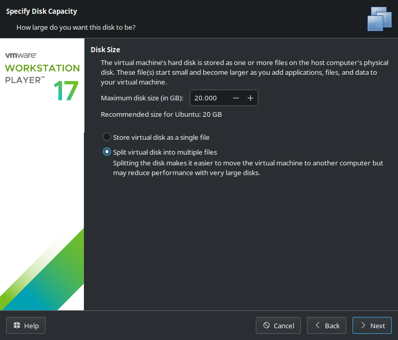 vmware: Disk Size