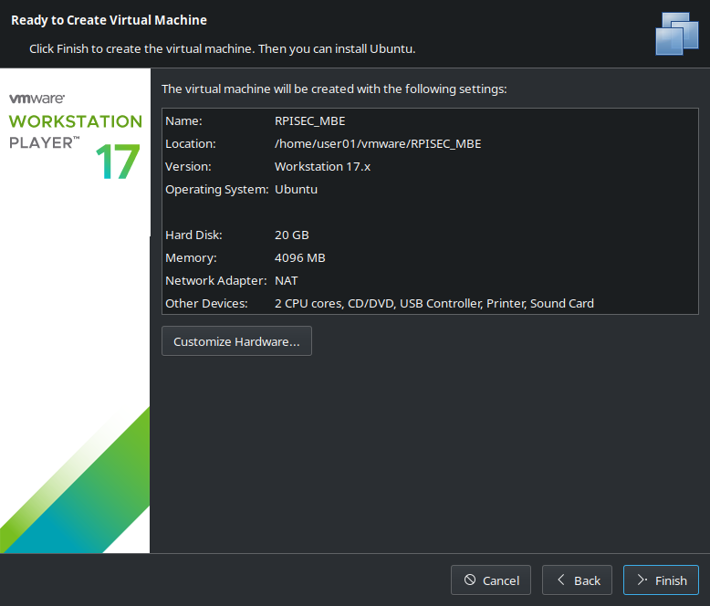 vmware: Customize Hardware